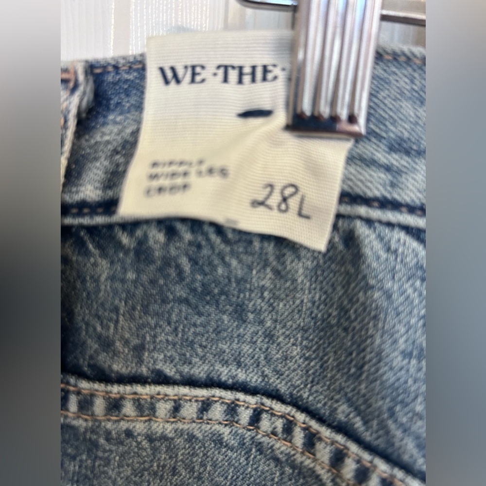 NEW Free People, We The Free, Ripple Wide-Leg Pieced Cropped Jeans - Picture 9 of 12